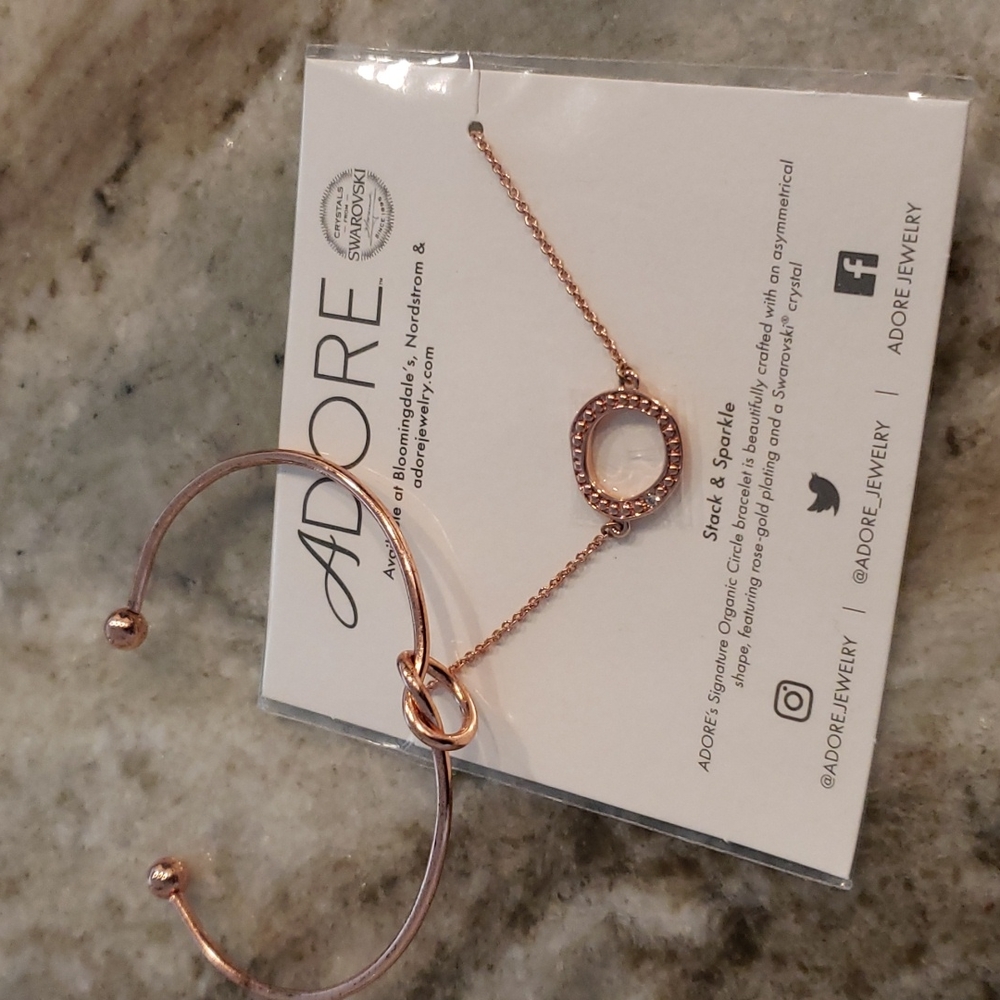 2 for $10- Set of 2- Rose Gold Necklace & Knot Bracelet